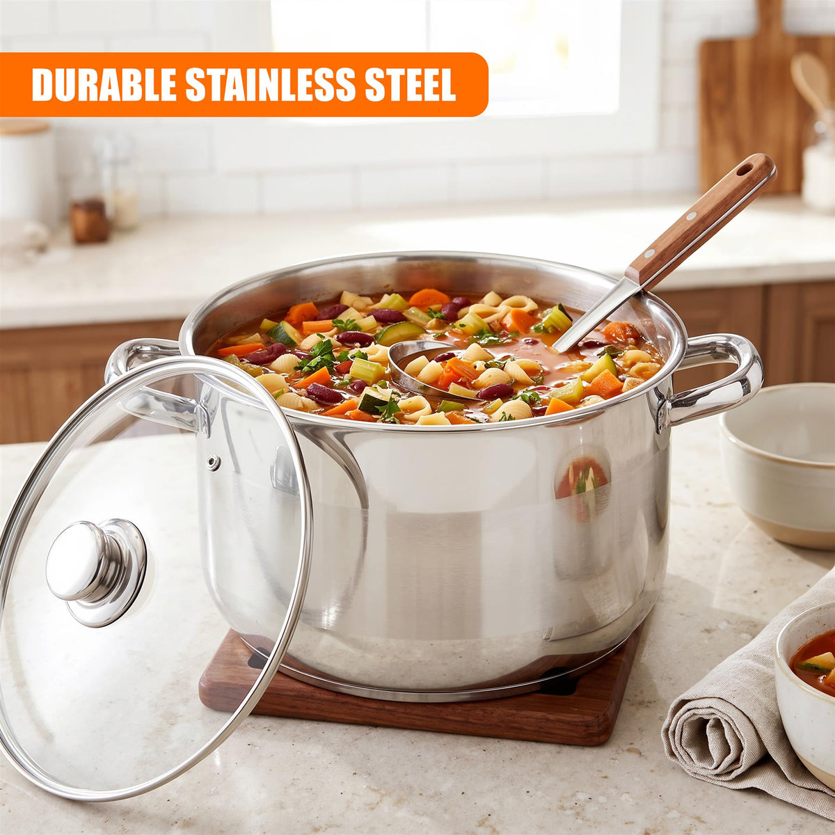 Stainless Steel Stock Pot with Lid - 12 L