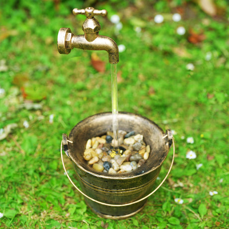 Tap Bucket Solar Water Feature Outdoor With LED by GEEZY - UKBuyZone