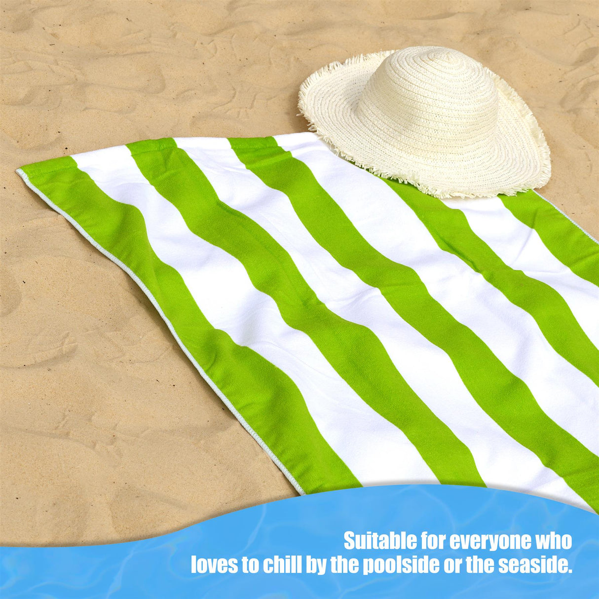 Beach Bath Towel Large Microfibre Green Striped