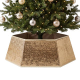 Golden Hexagonal Christmas Tree Skirt 27"