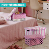 Pink Storage Boxes with Lids - Set of 3 by GEEZY - UKBuyZone