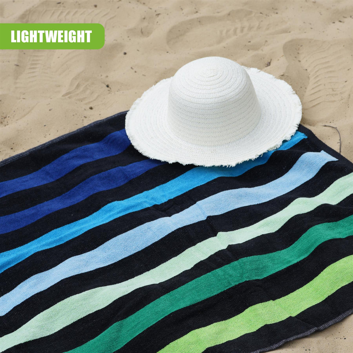 Velour Striped Beach Towel Blue Oasis