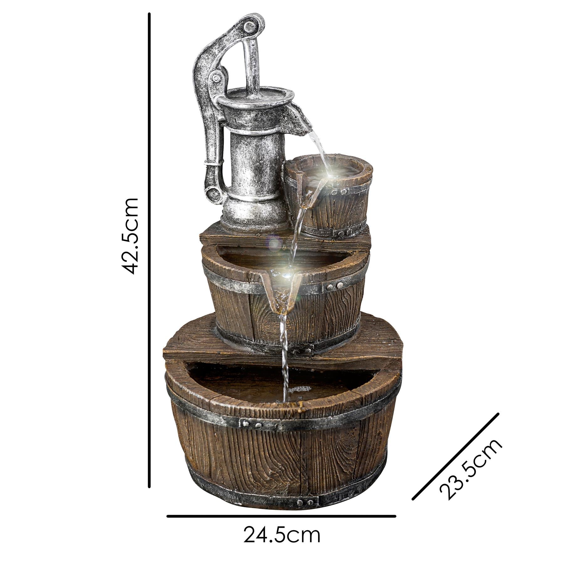 Pump Barrel Fountain Indoor Outdoor Led by GEEZY - UKBuyZone