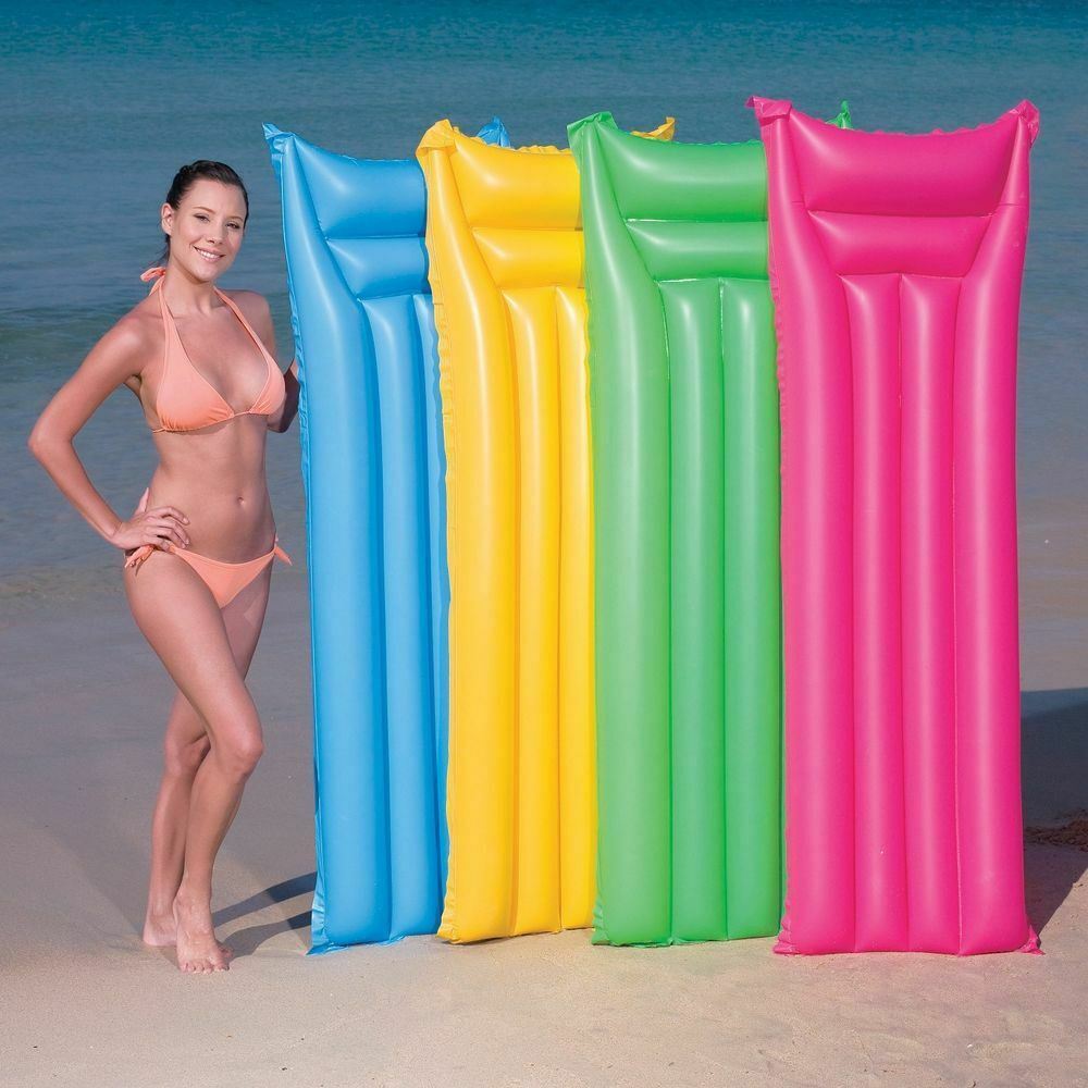 Inflatable Matt Lilo Lounger Pink Yellow Green or Blue by Intex or Bestway - UKBuyZone