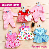Baby Doll Clothes Set of 6 for Dolls 12-16"