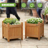 Wooden Planters Square Set of 2