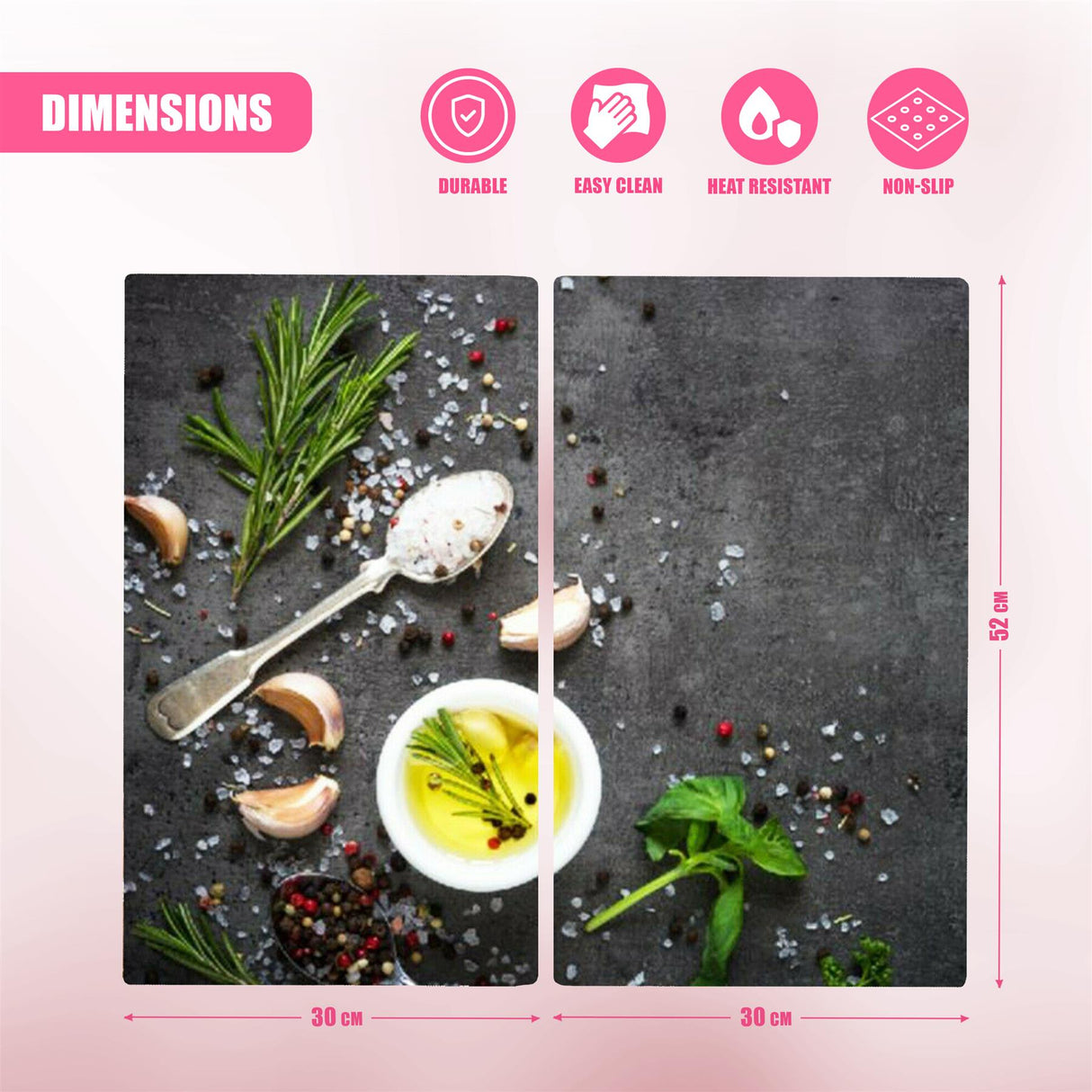 Glass Cutting Boards with Salt & Garlic Design by Geezy - UKBuyZone