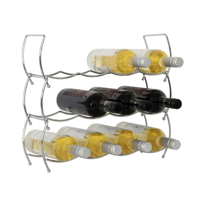 3 Tier Stackable Chrome Wine Storage Display Rack Holder Up To 12 Bottles by MTS - UKBuyZone