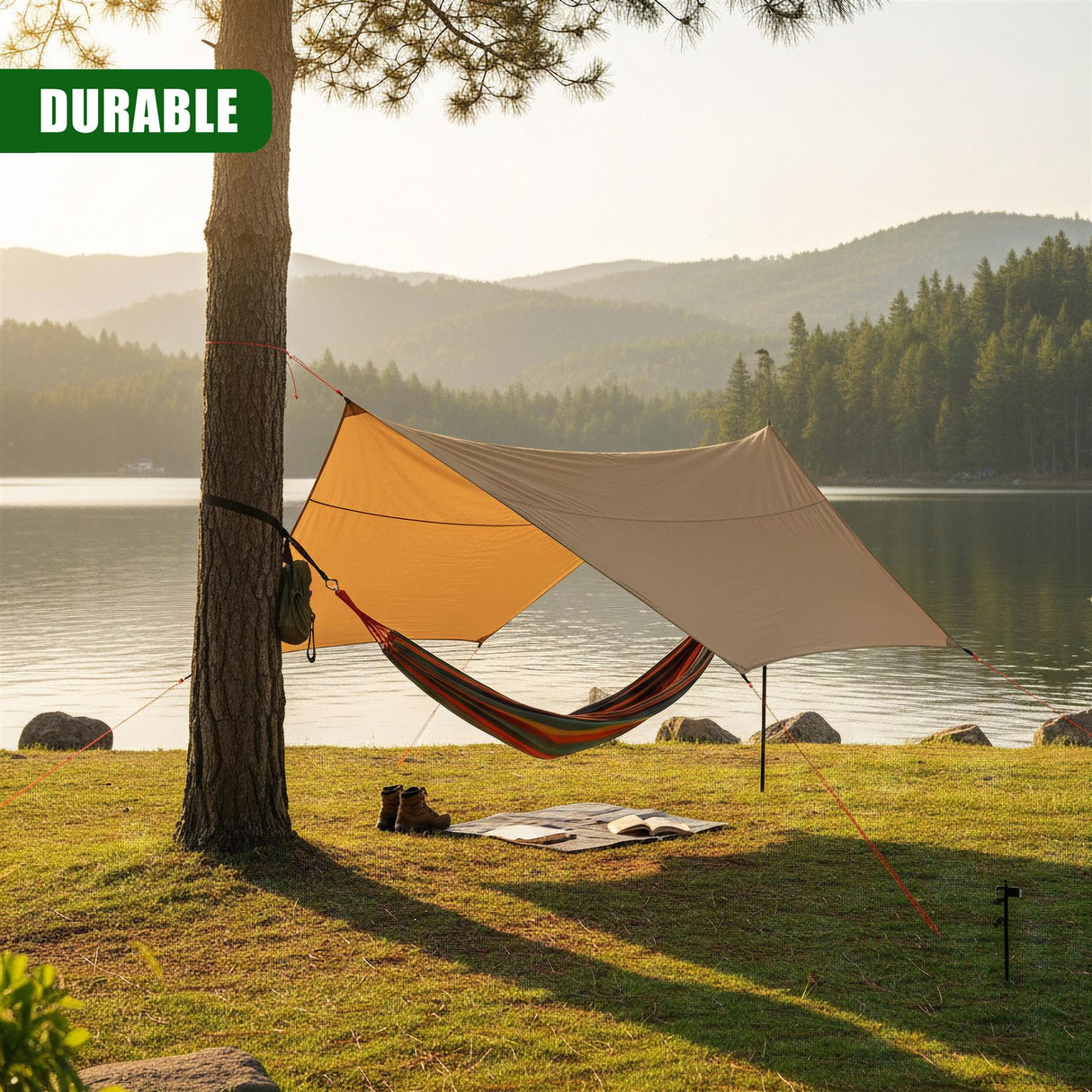 Camping Tarp Shelter Set with Poles