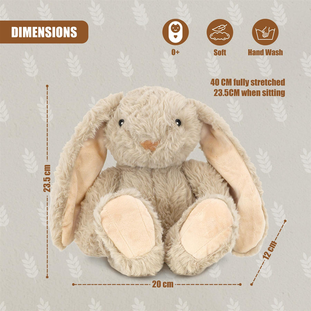 Plush Beige  Bunny Rabbit by The Magic Toy Shop - UKBuyZone