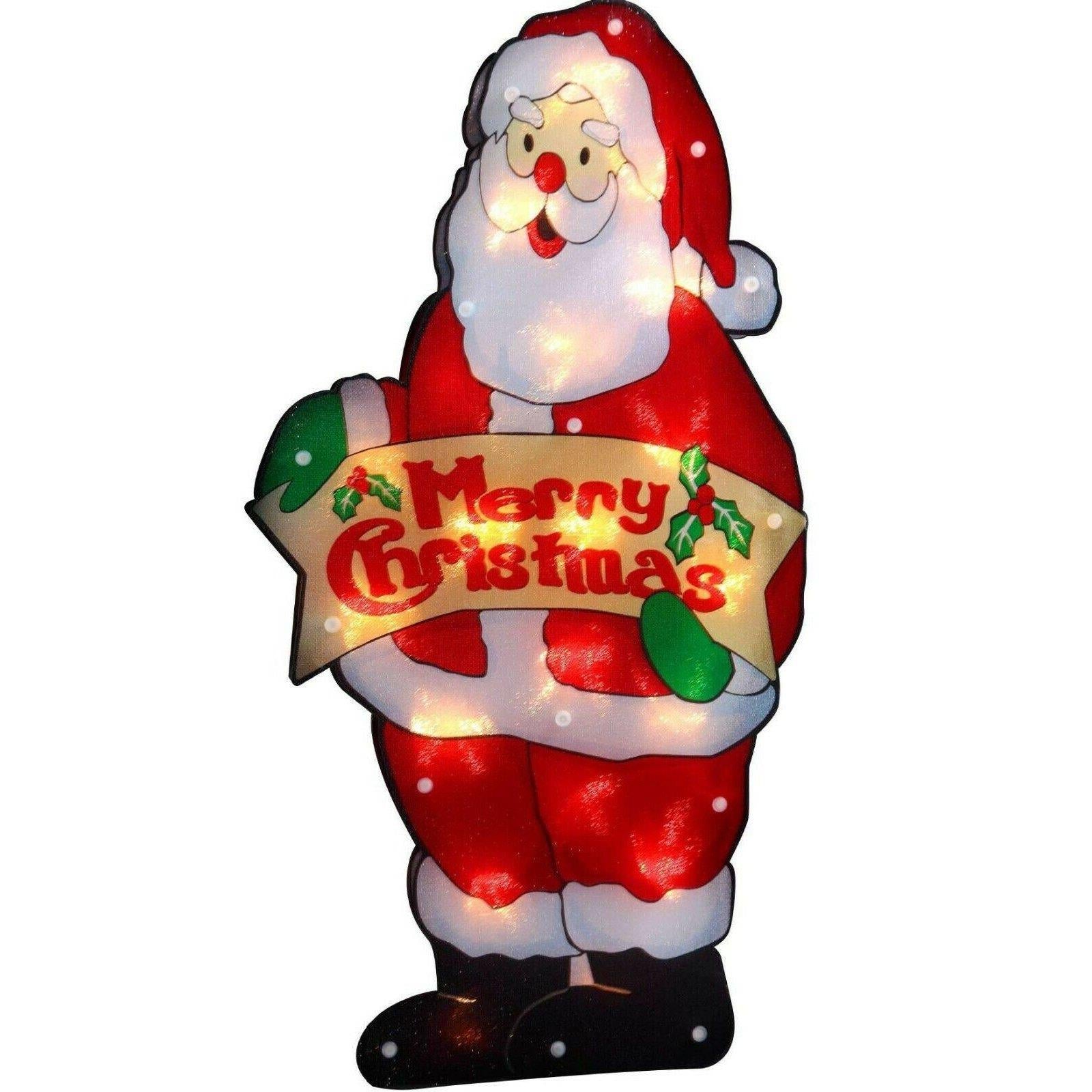 Santa Merry Xmas Sign Christmas LED Light Silhouette by The Magic Toy Shop - UKBuyZone