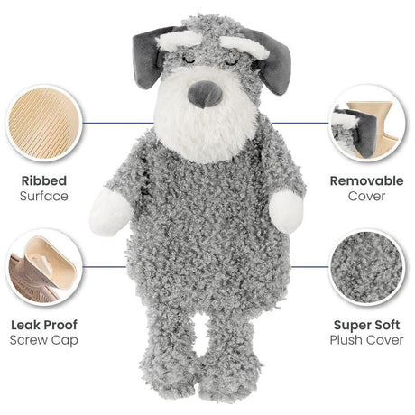 GEEZY Hot Water Bottle With Plush Fluffy Cover 1L (Grey)