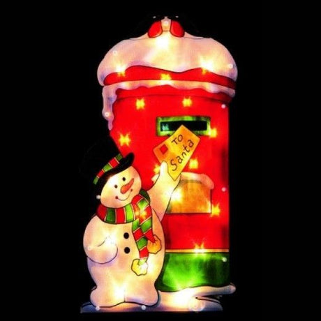 Snowman Post Sign Christmas LED Light Silhouette by The Magic Toy Shop - UKBuyZone