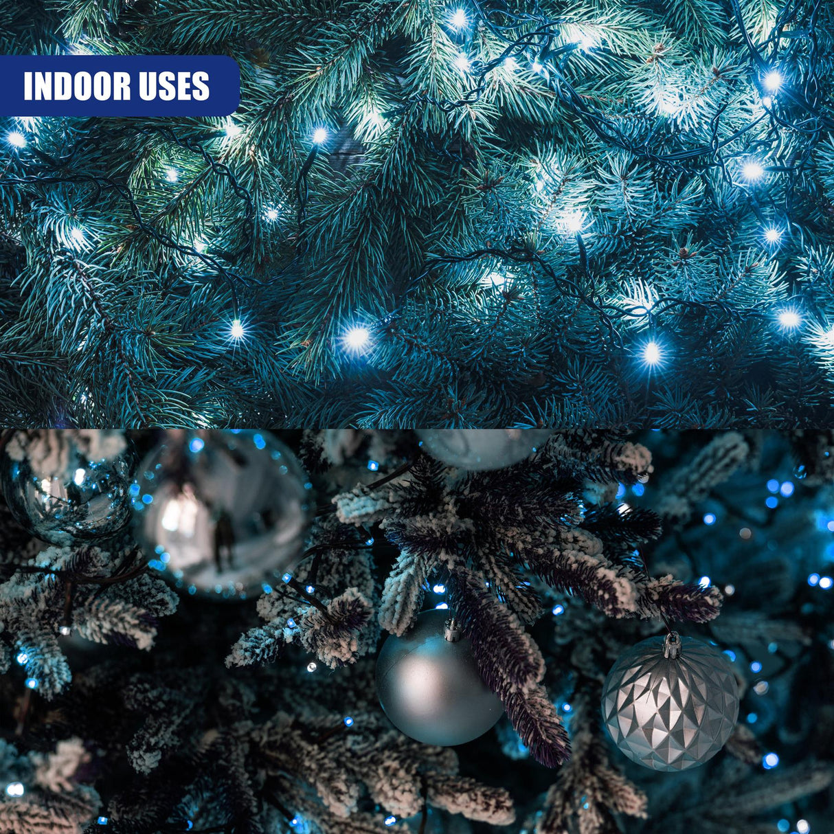 300 LED Cluster Christmas Lights - Blue & White