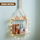 2 Tier Macrame Hanging Wall Shelf