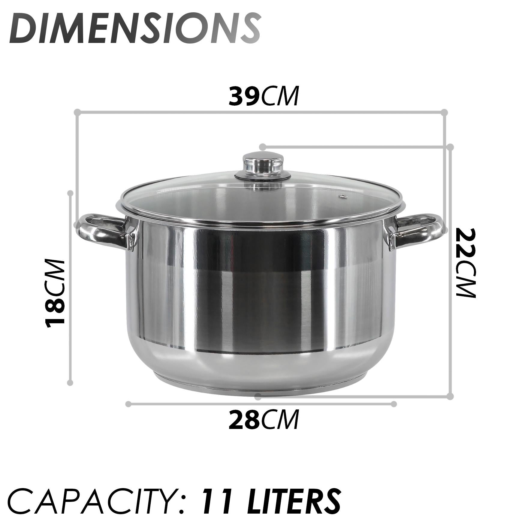Induction Stockpot With Glass Lid - 11 ltr by GEEZY - UKBuyZone