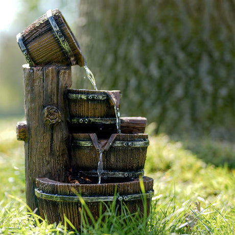 Barrel Water Feature Outdoor With LED by GEEZY - UKBuyZone