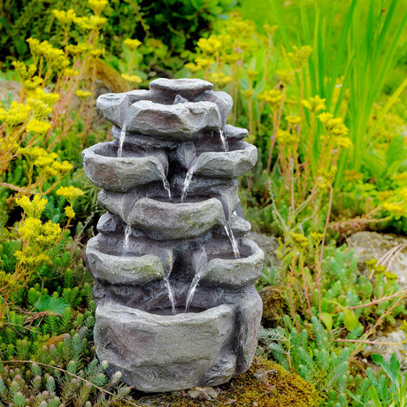 GEEZY Rock Solar Water Feature Outdoor With LED