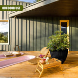 Large Charcoal Black Lotus Square Planter