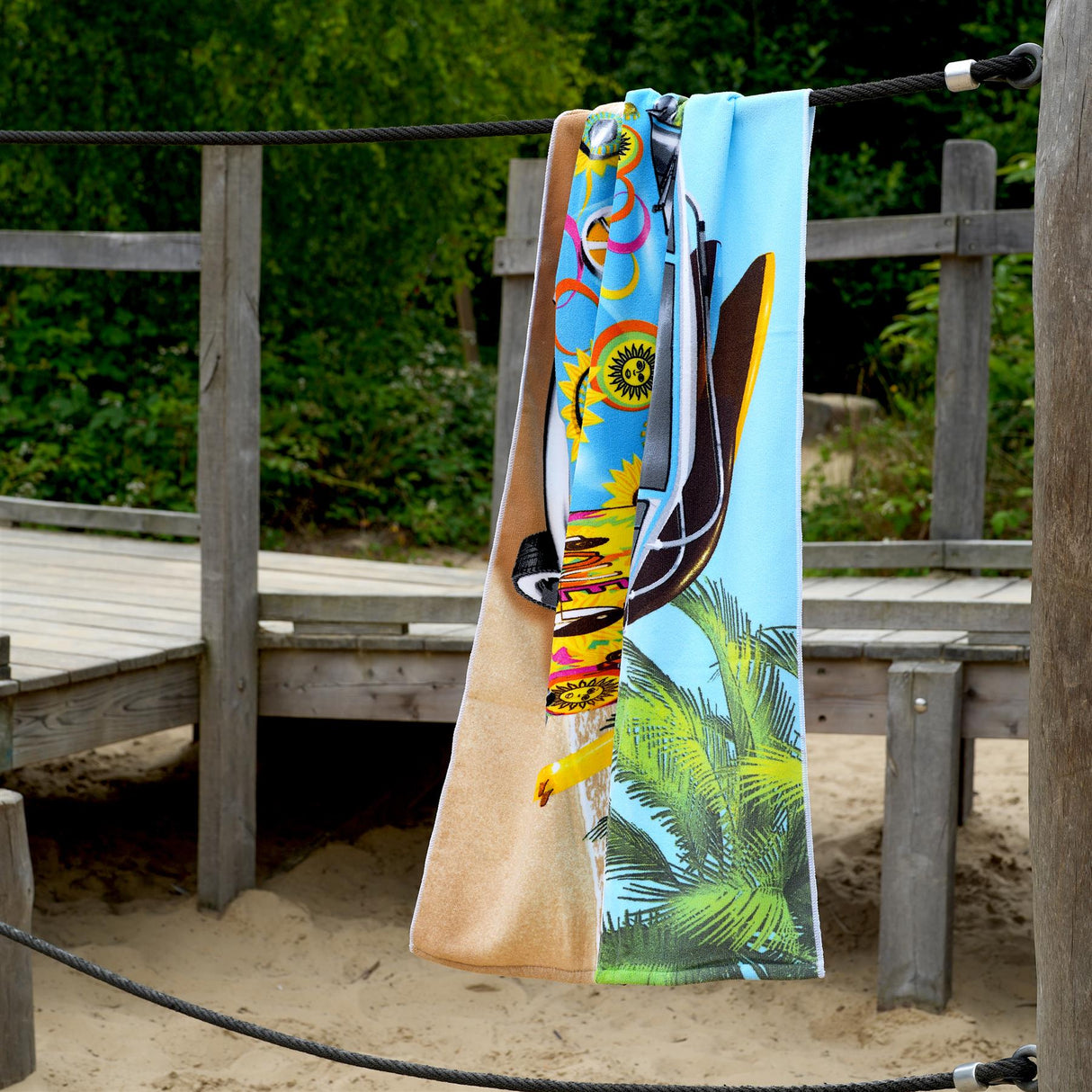 Blue Summer Bus Design Large Towel by Geezy - UKBuyZone