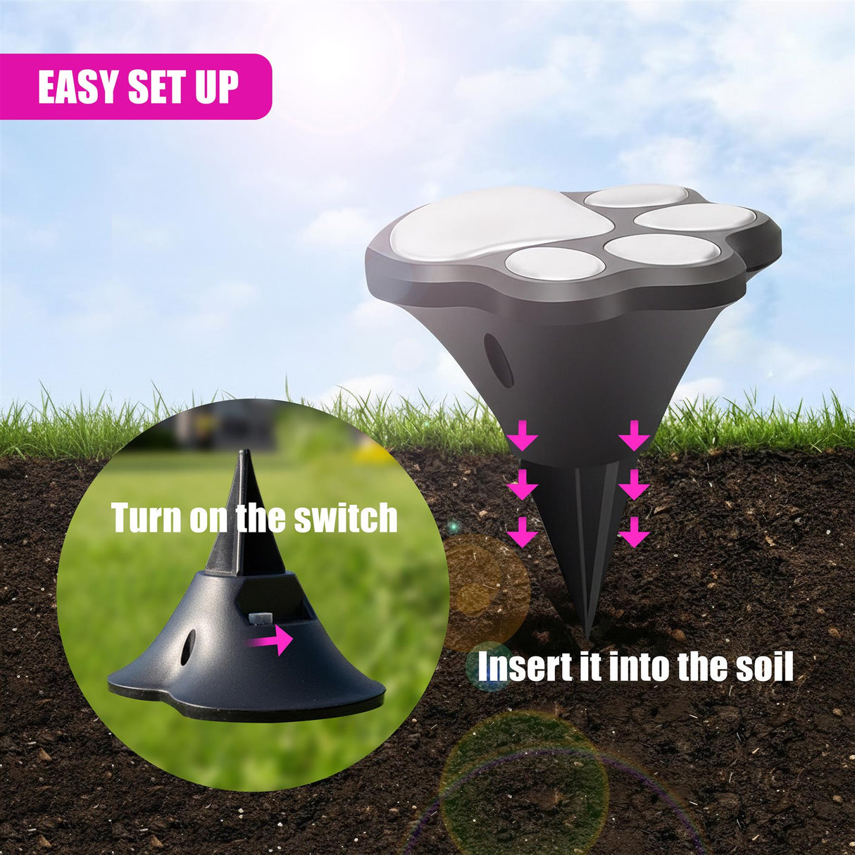 Paw Print Solar Stake Light, Set of 4