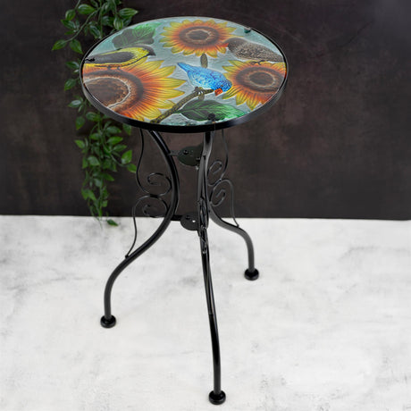 Round Side Mosaic Table With Sunflower Design by Geezy - UKBuyZone