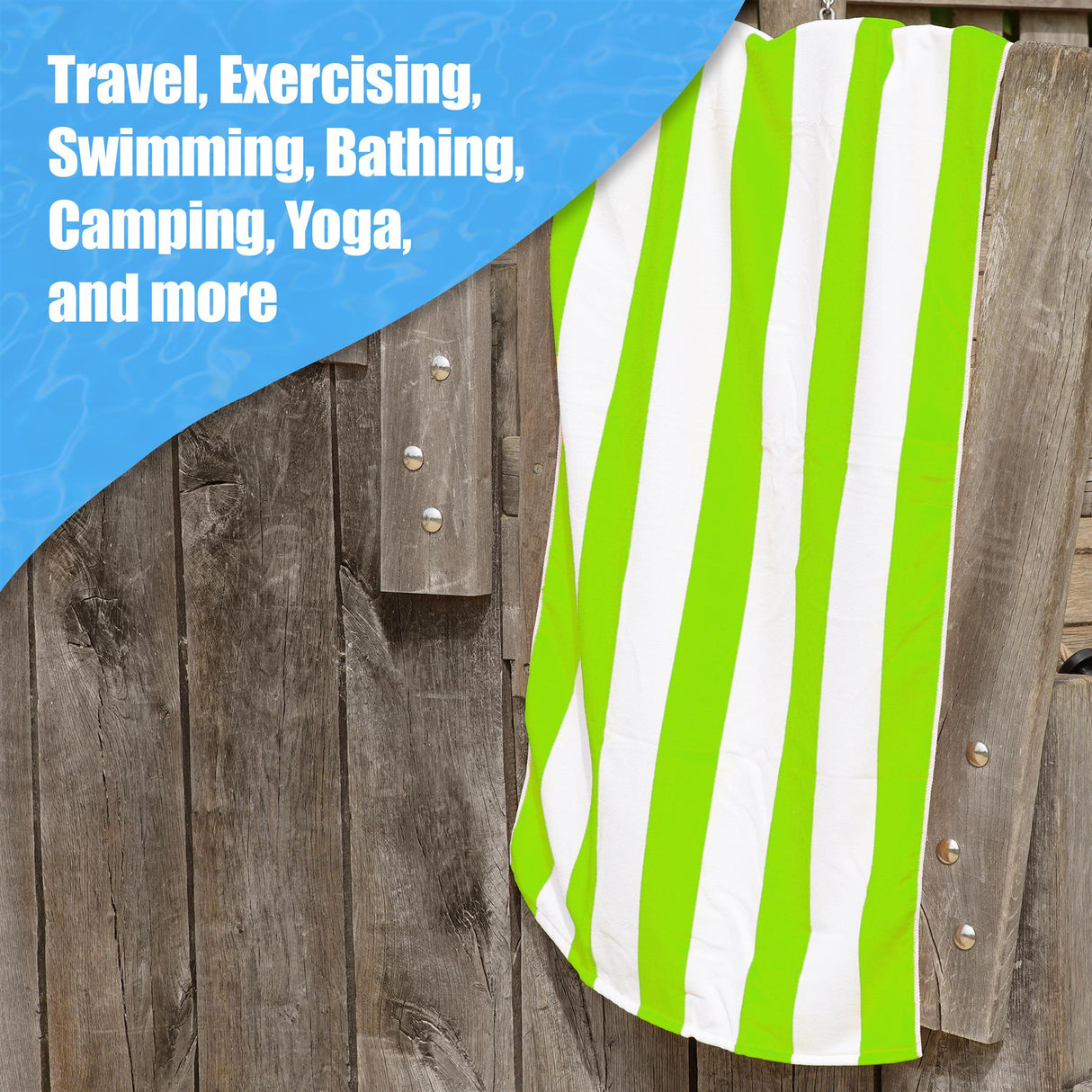 Beach Bath Towel Large Microfibre Green Striped