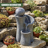 Solar Water Feature with Sphere on Top & LED Lights