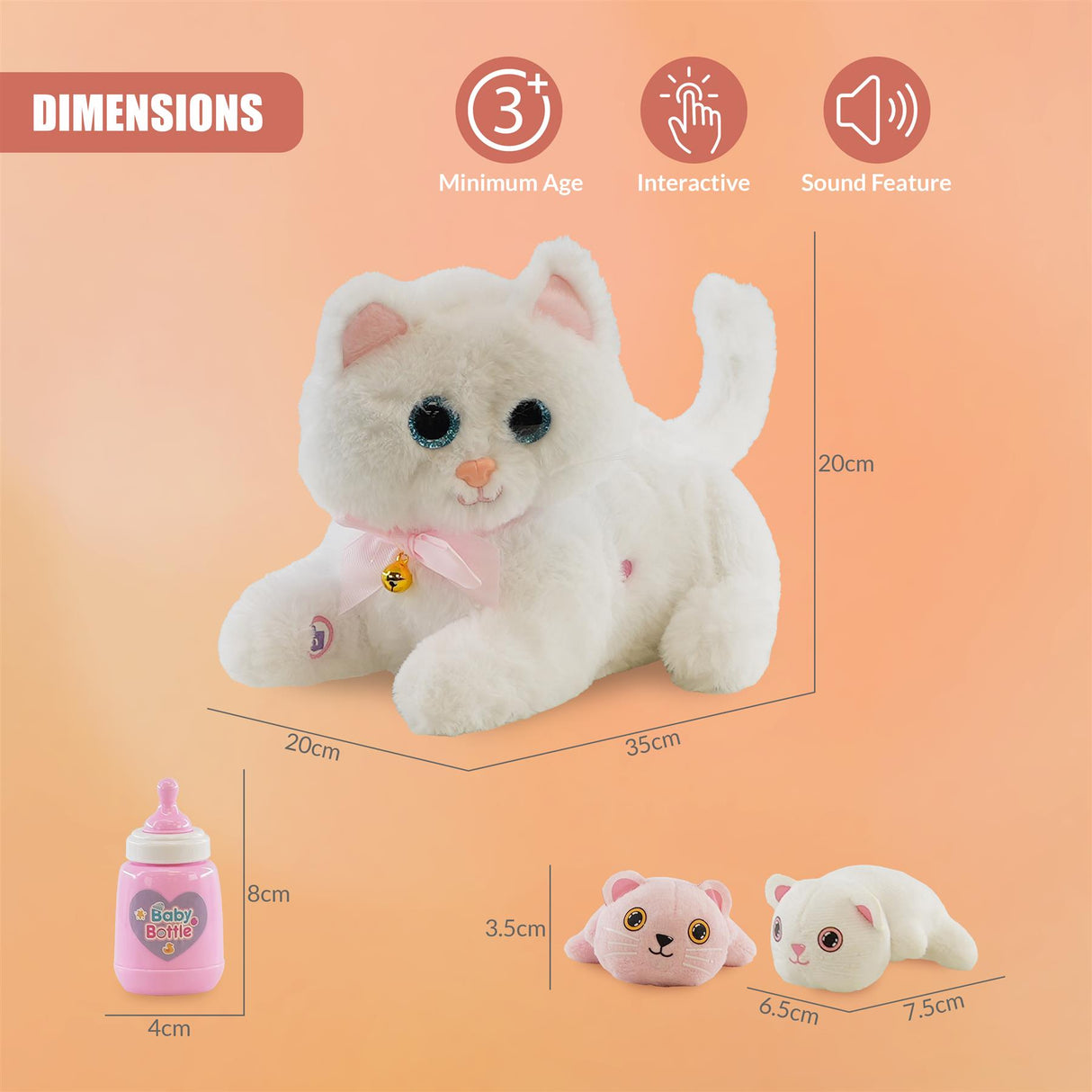 Interactive Plush Cat with 2 Kittens and Sounds by The Magic Toy Shop - UKBuyZone