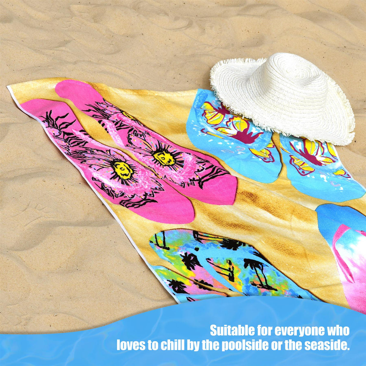 Beach Bath Towel Flip Flop Design Microfibre Towel