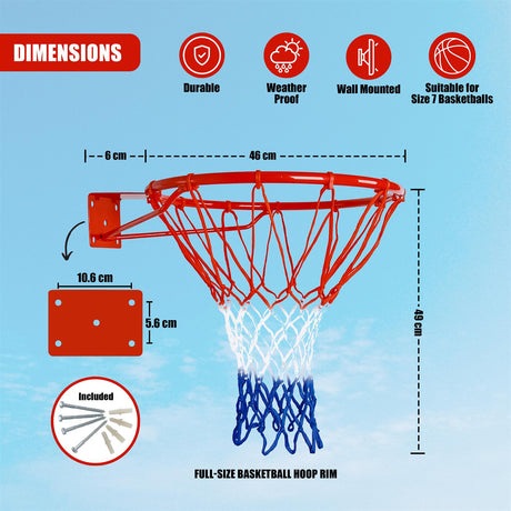 Basketball Hoop with Net - Wall-mounted by FastFold - UKBuyZone