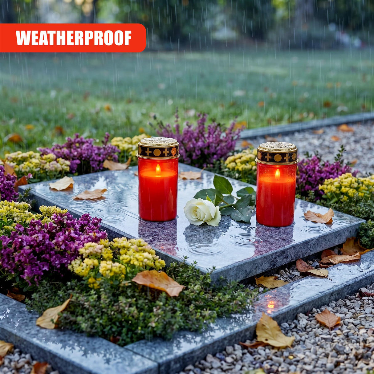 Set of 2 LED Grave Candles