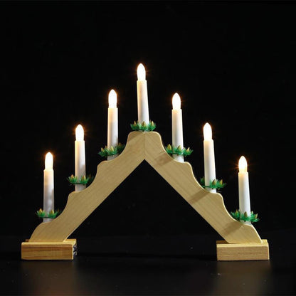 Wooden Candle Bridge With 7 Led Lights by Geezy - UKBuyZone