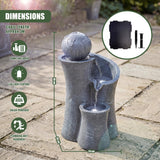 Solar Water Feature with Sphere on Top & LED Lights
