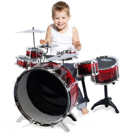 Kids 10 Piece Drum Kit With Stool by The Magic Toy Shop - UKBuyZone