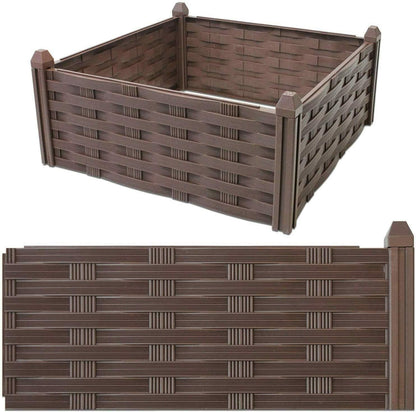 Raised Flower Bed Garden Fence Lawn Edging Rattan Effect Pot Planter, 4 Piece by Geezy - UKBuyZone