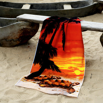 Sunset Tortoise Design Large Towel by Geezy - UKBuyZone