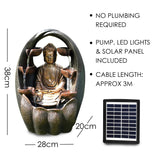 GEEZY Golden Buddha Solar Water Feature Outdoor With LED