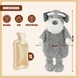 Hot Water Bottle With Plush Fluffy Cover 1L (Grey) by GEEZY - UKBuyZone