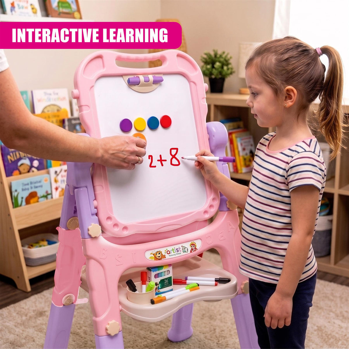 Pink Folding Double-Sided Magnetic Drawing Board