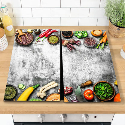 Glass Cutting Boards with Veggies Design by Geezy - UKBuyZone