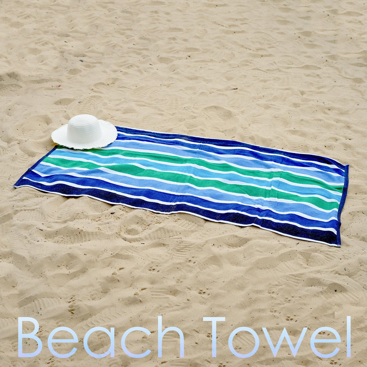 Large Velour Striped Beach Towel (Midnight Oasis) by Geezy - UKBuyZone