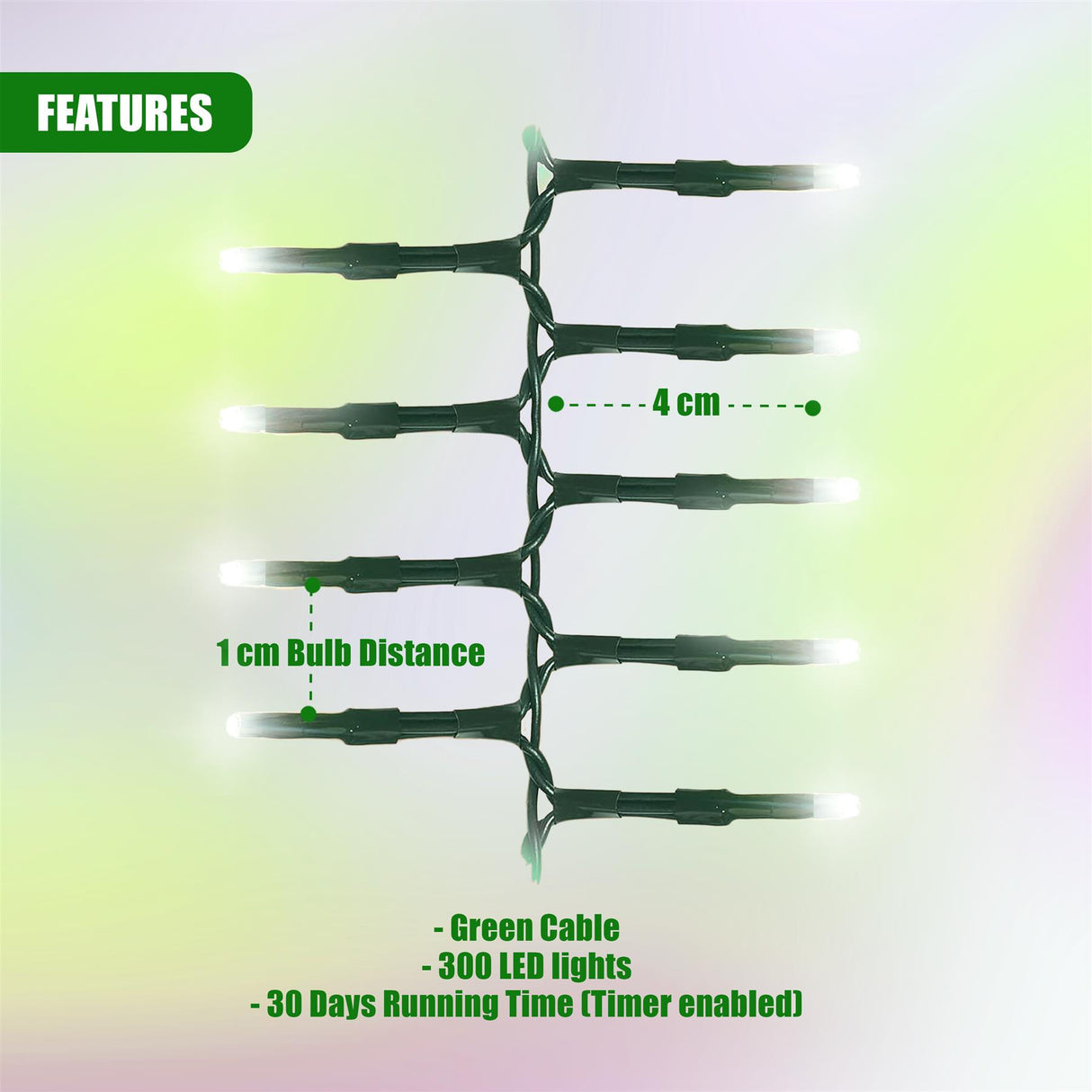 300 LED Cluster Christmas Lights - Multicolour