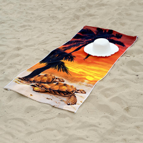 Sunset Tortoise Design Large Towel by Geezy - UKBuyZone