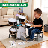 Black Multi functional Kids Jazz Drum Set