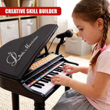 Black Electronic Piano With Microphone and Stool