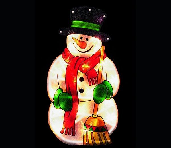 Snowman with Broom Sign Christmas LED Light Silhouette by The Magic Toy Shop - UKBuyZone