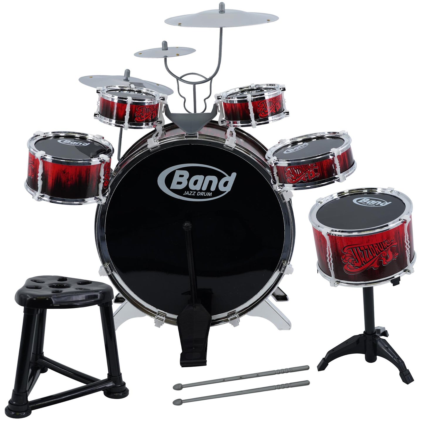 Kids 10 Piece Drum Kit With Stool by The Magic Toy Shop - UKBuyZone