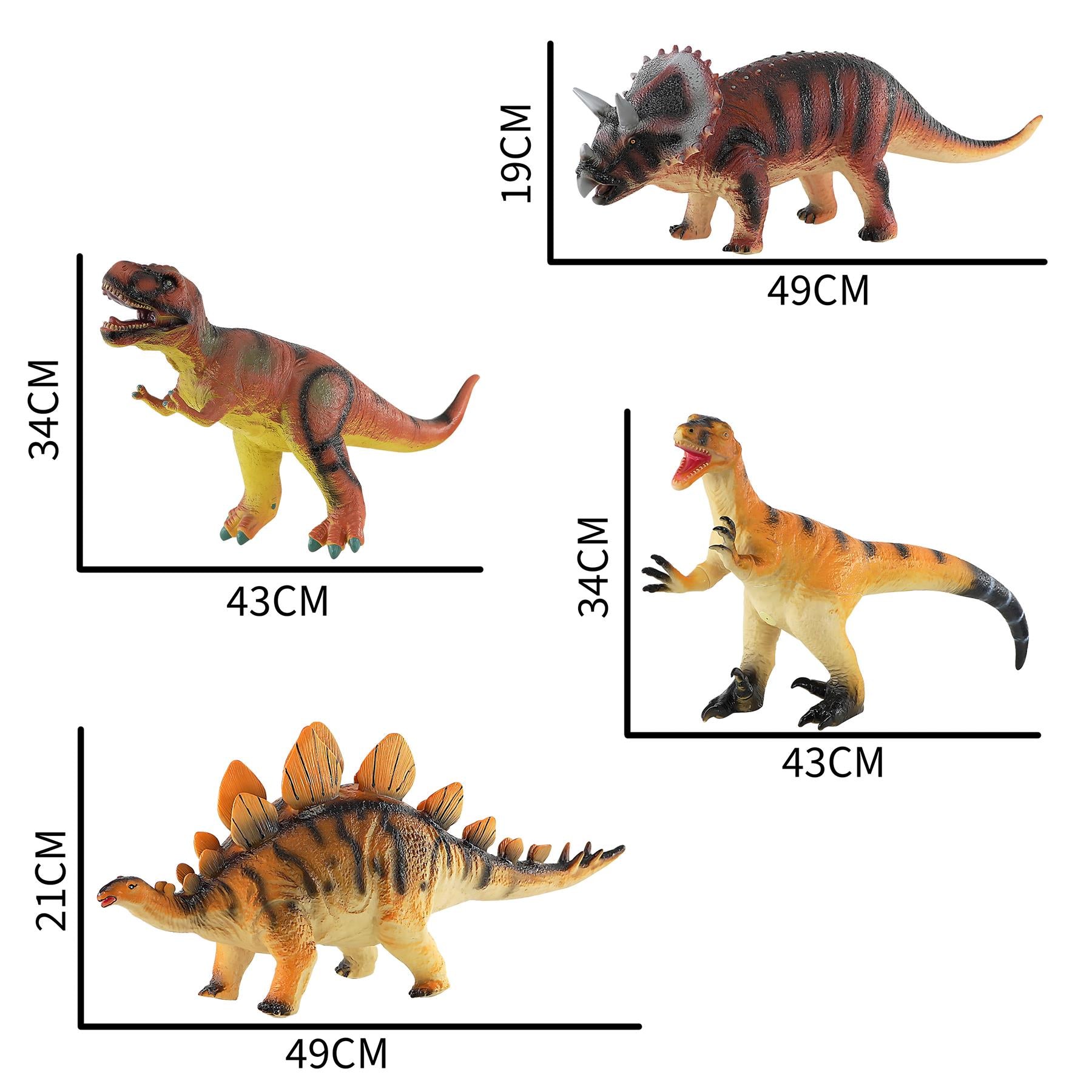 Large Dinosaurs Figures Set of 4 by The Magic Toy Shop - UKBuyZone