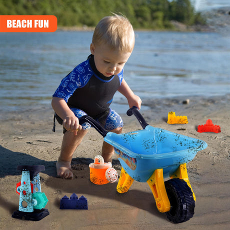 Children Sand and Water Beach Toys Mill, Wheelbarrow Accessories Playset by The Magic Toy Shop - UKBuyZone